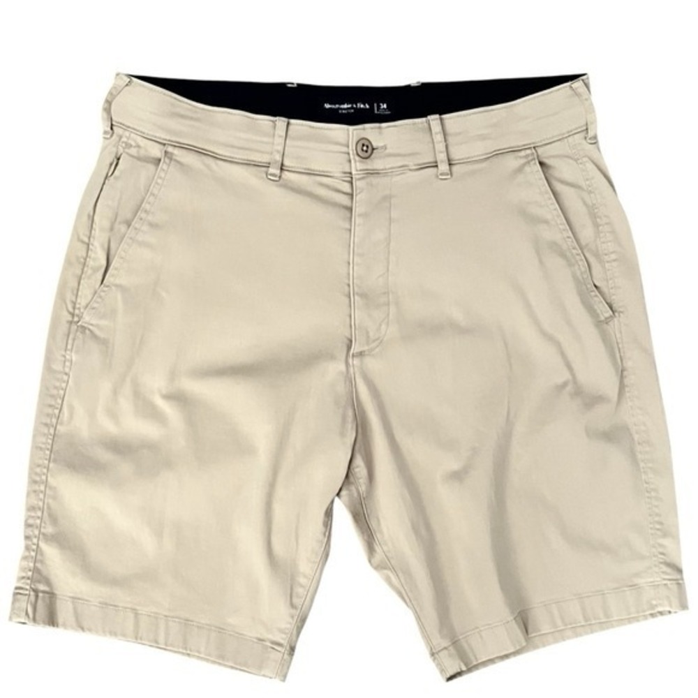 Abercrombie Fitch Mens Stretch Chino Shorts Khaki Size 34 Casual Everyday